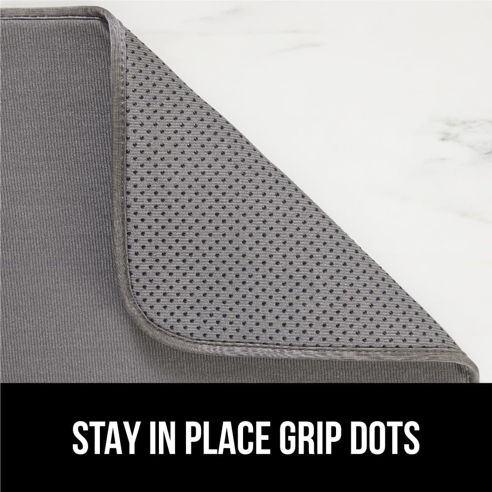 image:imageGORILLA GRIP Ultra Water Absorbent Microfiber Dish Drying Mat Quick Dry Thick Mesh Slip Resistant Pad for Sink Dishes or Under Rack Kitchen Counter Accessories Machine Wash Mats 18x16 Inch BlackGray