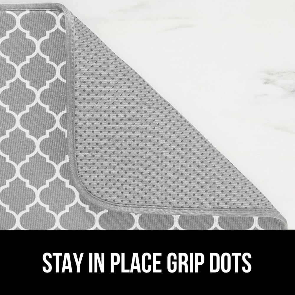 image:imageGORILLA GRIP Ultra Water Absorbent Microfiber Dish Drying Mat Quick Dry Thick Mesh Slip Resistant Pad for Sink Dishes or Under Rack Kitchen Counter Accessories Machine Wash Mats 18x16 Inch BlackQuatrefoil