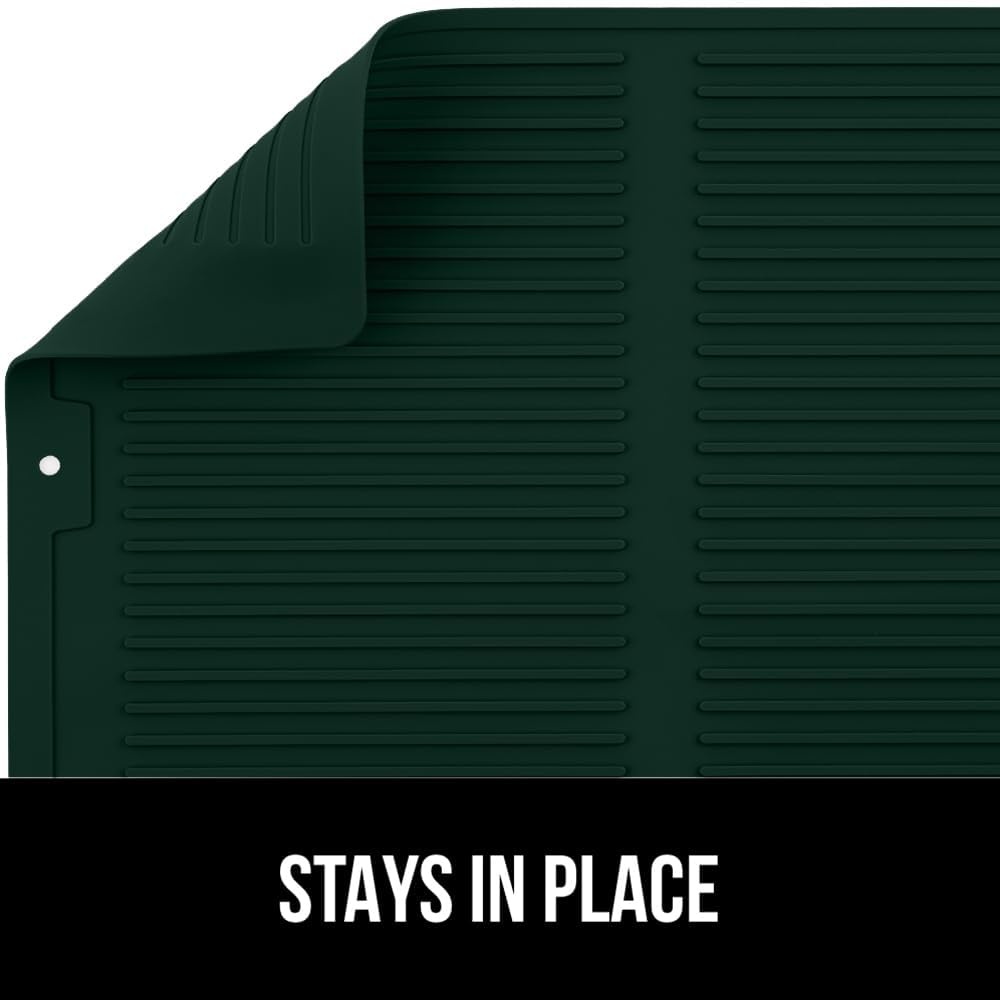 image:imageGORILLA GRIP Ultra Water Absorbent Microfiber Dish Drying Mat Quick Dry Thick Mesh Slip Resistant Pad for Sink Dishes or Under Rack Kitchen Counter Accessories Machine Wash Mats 18x16 Inch BlackHunter Green
