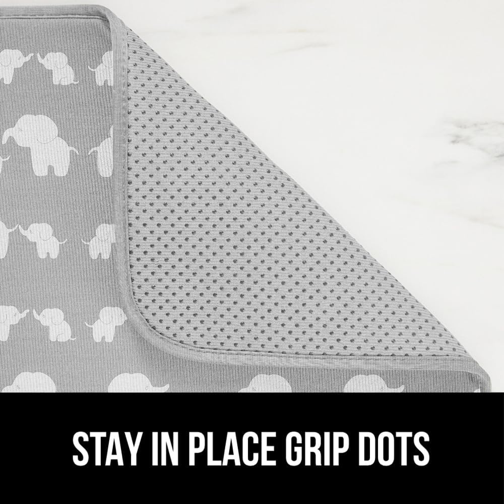 image:imageGORILLA GRIP Ultra Water Absorbent Microfiber Dish Drying Mat Quick Dry Thick Mesh Slip Resistant Pad for Sink Dishes or Under Rack Kitchen Counter Accessories Machine Wash Mats 18x16 Inch BlackElephants