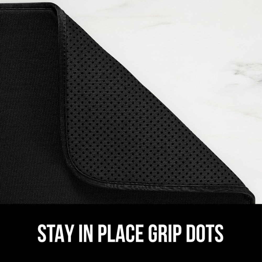 image:imageGORILLA GRIP Ultra Water Absorbent Microfiber Dish Drying Mat Quick Dry Thick Mesh Slip Resistant Pad for Sink Dishes or Under Rack Kitchen Counter Accessories Machine Wash Mats 18x16 Inch BlackBlack