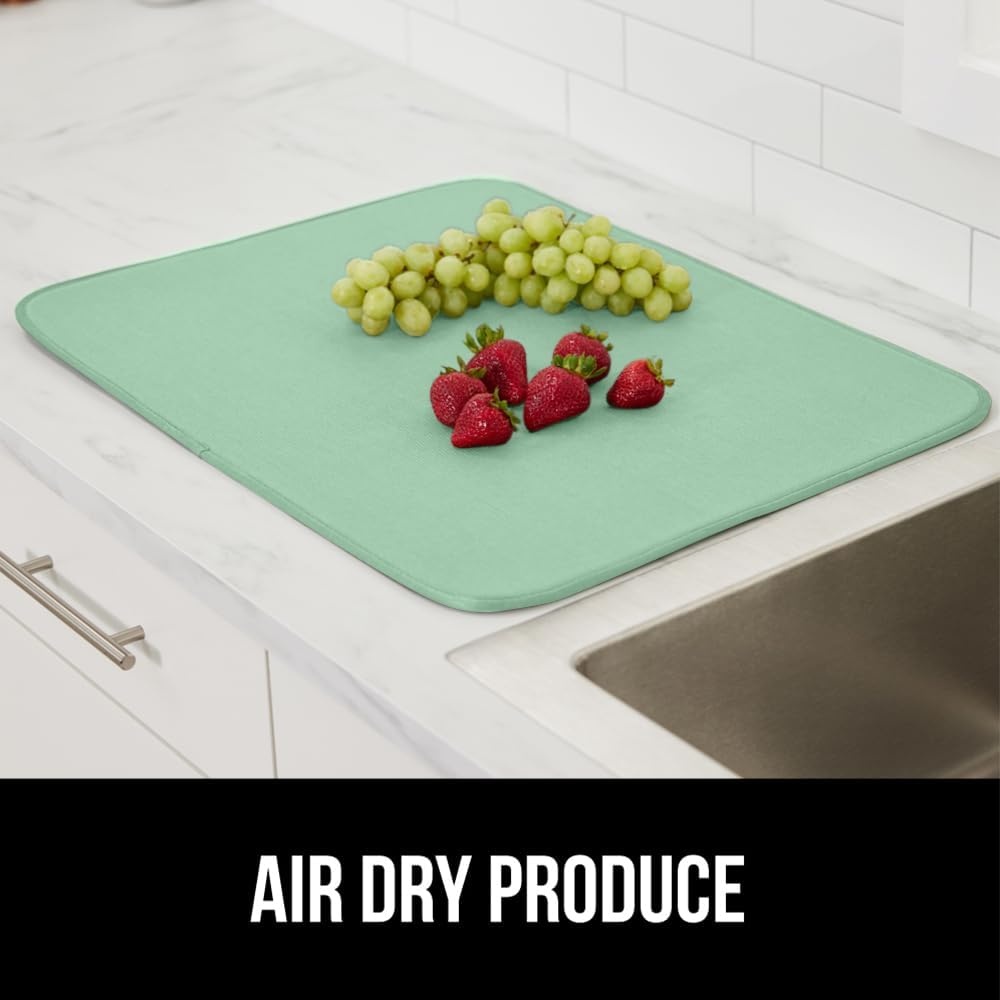 image:imageGORILLA GRIP Ultra Water Absorbent Microfiber Dish Drying Mat Quick Dry Thick Mesh Slip Resistant Pad for Sink Dishes or Under Rack Kitchen Counter Accessories Machine Wash Mats 18x16 Inch BlackMint