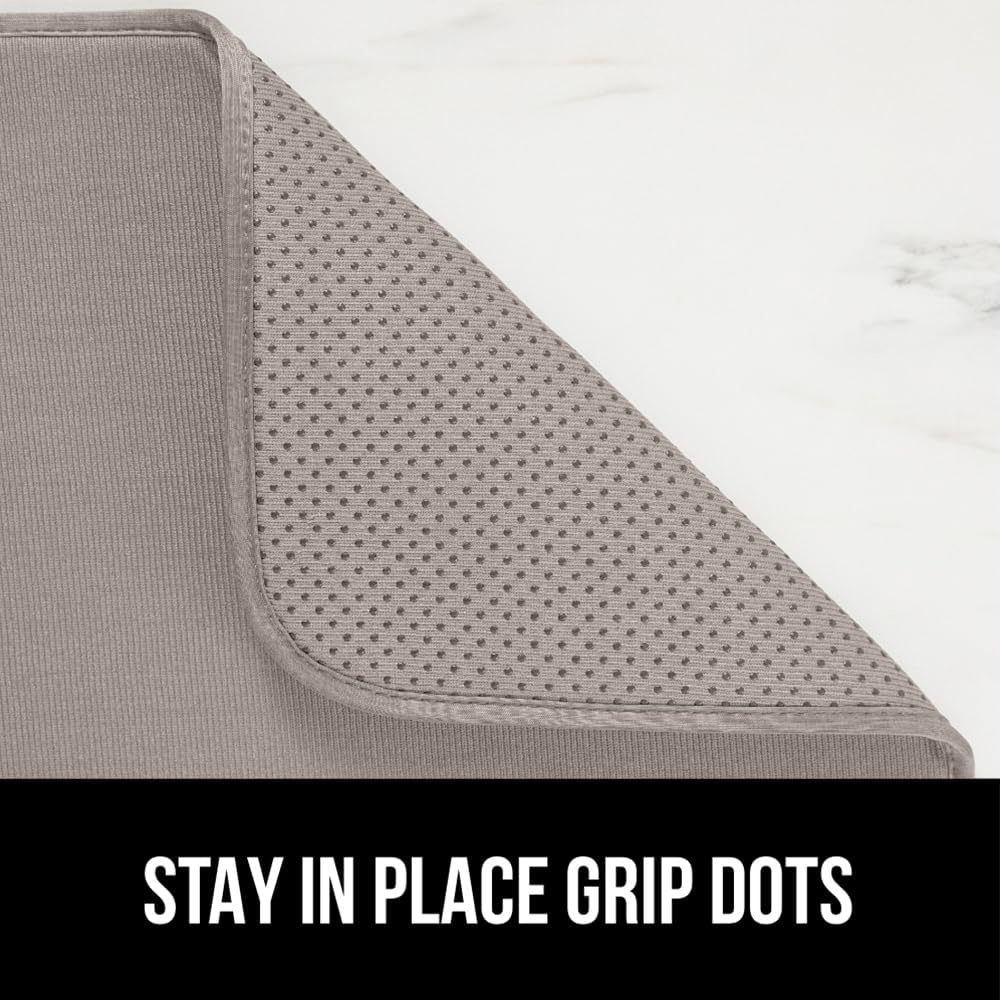 image:imageGORILLA GRIP Ultra Water Absorbent Microfiber Dish Drying Mat Quick Dry Thick Mesh Slip Resistant Pad for Sink Dishes or Under Rack Kitchen Counter Accessories Machine Wash Mats 18x16 Inch BlackAlmond