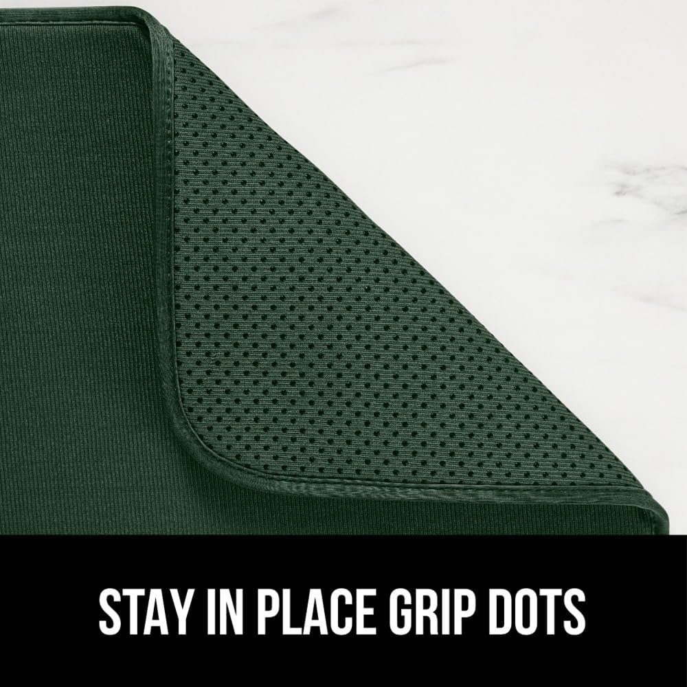 image:imageGORILLA GRIP Ultra Water Absorbent Microfiber Dish Drying Mat Quick Dry Thick Mesh Slip Resistant Pad for Sink Dishes or Under Rack Kitchen Counter Accessories Machine Wash Mats 18x16 Inch BlackHunter Green