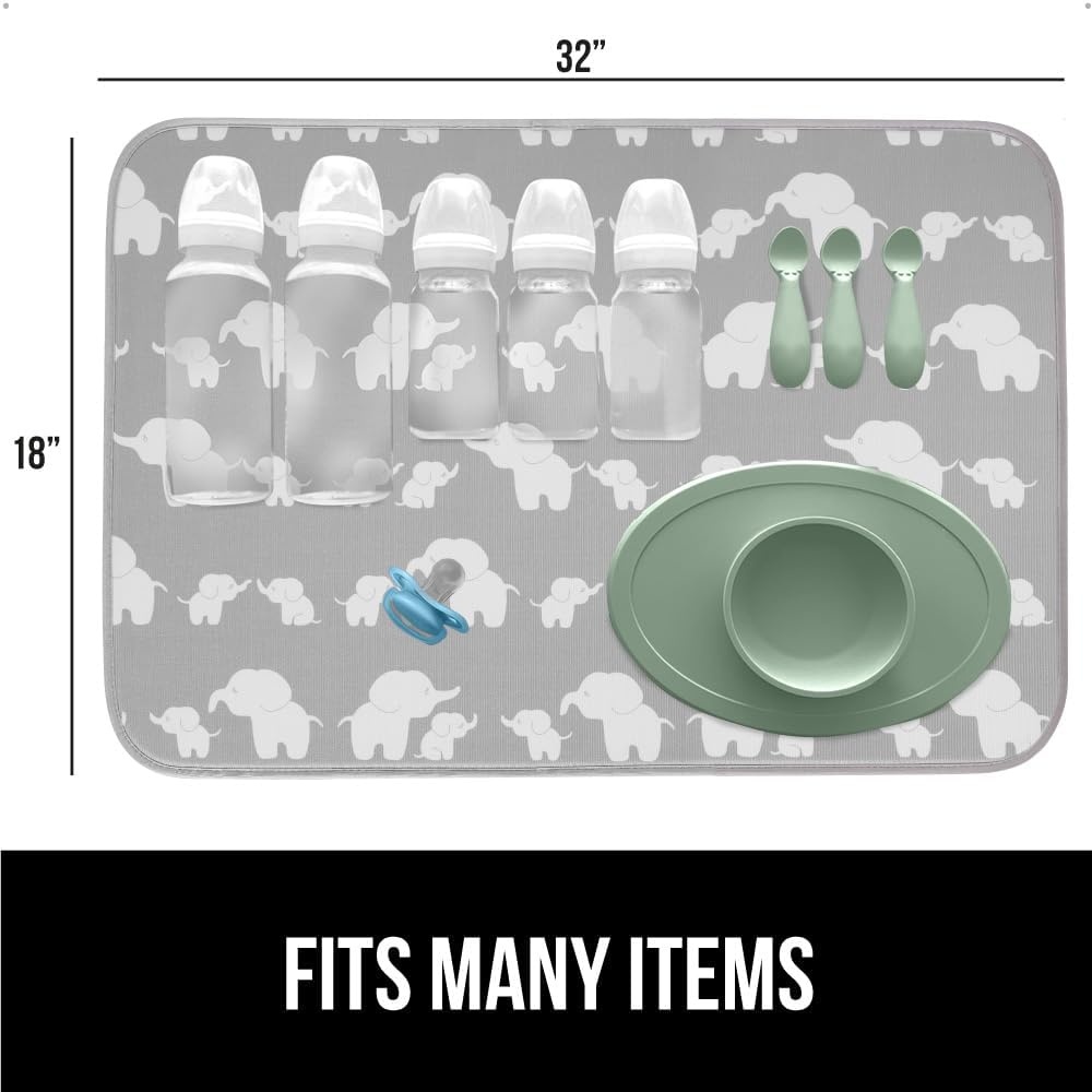 image:imageGORILLA GRIP Ultra Water Absorbent Microfiber Dish Drying Mat Quick Dry Thick Mesh Slip Resistant Pad for Sink Dishes or Under Rack Kitchen Counter Accessories Machine Wash Mats 18x16 Inch BlackElephants