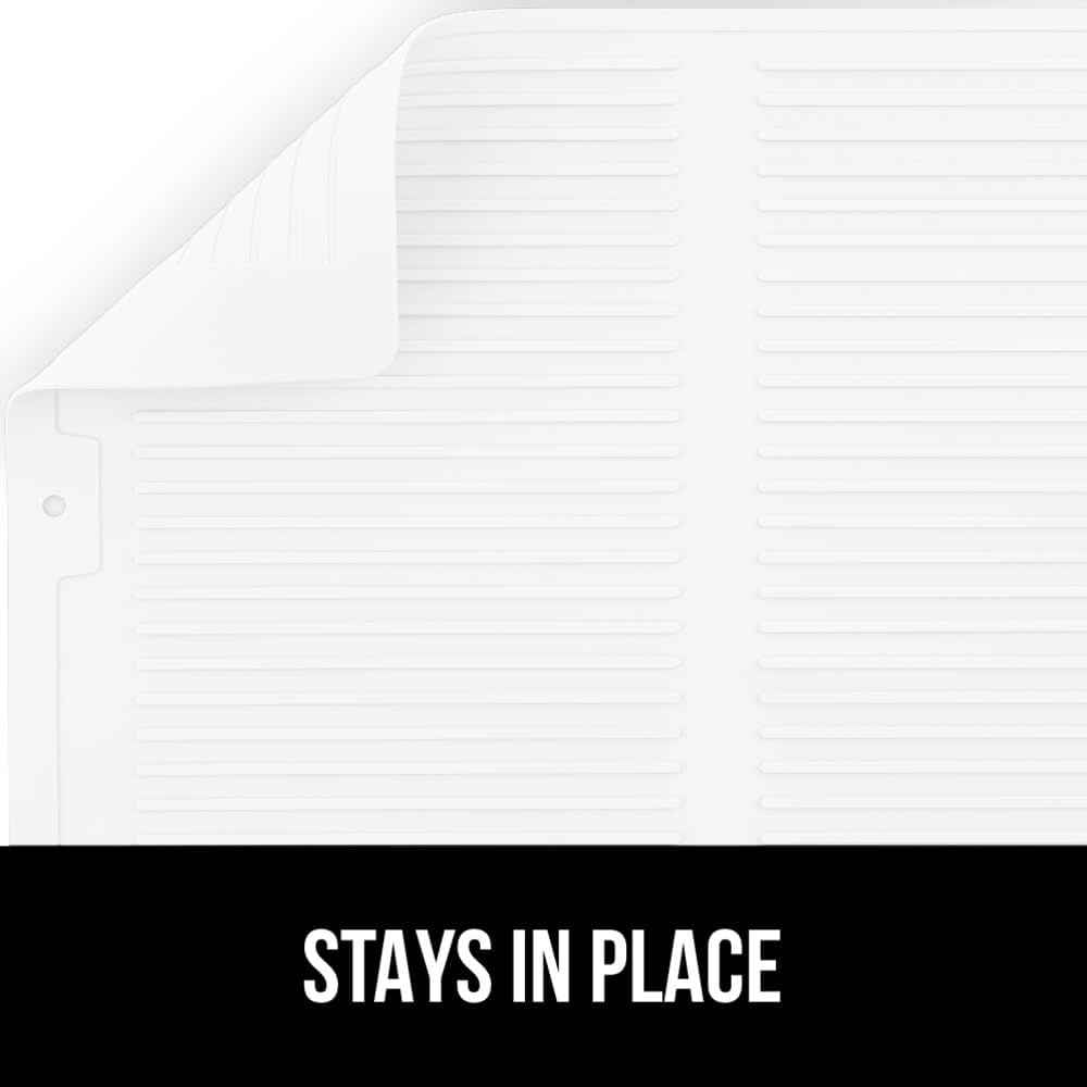 image:imageGORILLA GRIP Ultra Water Absorbent Microfiber Dish Drying Mat Quick Dry Thick Mesh Slip Resistant Pad for Sink Dishes or Under Rack Kitchen Counter Accessories Machine Wash Mats 18x16 Inch BlackWhite