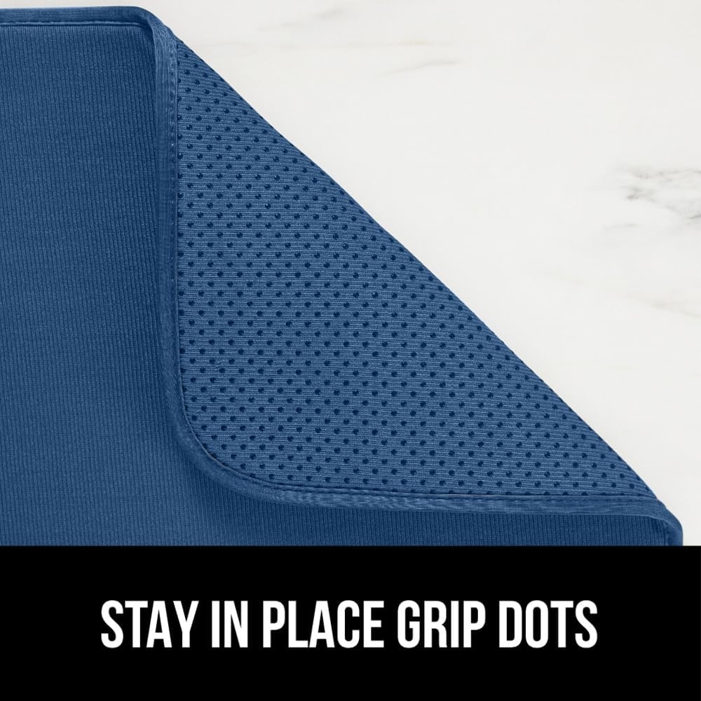 image:imageGORILLA GRIP Ultra Water Absorbent Microfiber Dish Drying Mat Quick Dry Thick Mesh Slip Resistant Pad for Sink Dishes or Under Rack Kitchen Counter Accessories Machine Wash Mats 18x16 Inch BlackBlue