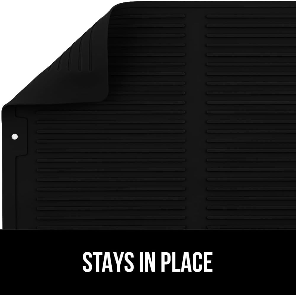 image:imageGORILLA GRIP Ultra Water Absorbent Microfiber Dish Drying Mat Quick Dry Thick Mesh Slip Resistant Pad for Sink Dishes or Under Rack Kitchen Counter Accessories Machine Wash Mats 18x16 Inch BlackBlack