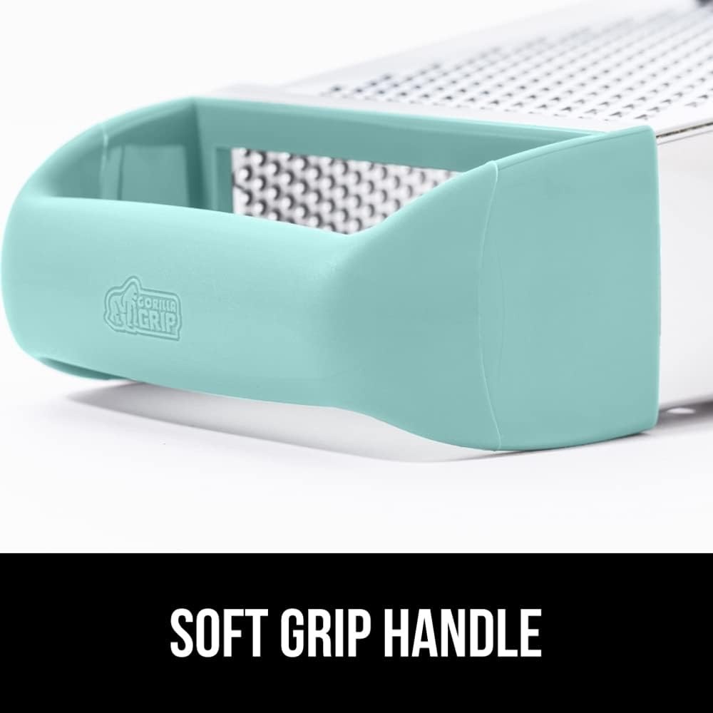 image:imageGORILLA GRIP XL 4Sided Stainless Steel Cheese Grater With Measurement Container BPAFree Box Grater Slip Resistant Base Grate Hard Parmesan Shred Veggies Zest Citrus Dishwasher Safe BlackMint
