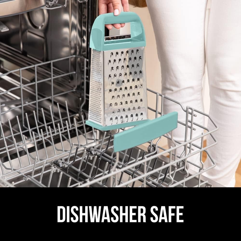 image:imageGORILLA GRIP XL 4Sided Stainless Steel Cheese Grater With Measurement Container BPAFree Box Grater Slip Resistant Base Grate Hard Parmesan Shred Veggies Zest Citrus Dishwasher Safe BlackMint