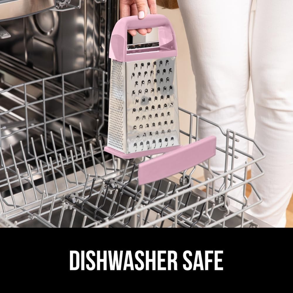 image:imageGORILLA GRIP XL 4Sided Stainless Steel Cheese Grater With Measurement Container BPAFree Box Grater Slip Resistant Base Grate Hard Parmesan Shred Veggies Zest Citrus Dishwasher Safe BlackPink