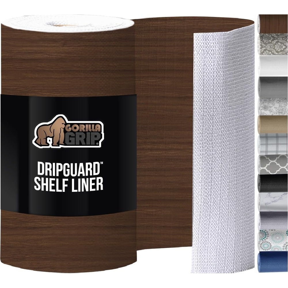 image:imageGORILLA GRIP DripGuard Shelf Liner NonAdhesive Drawer and Kitchen Cabinet Protector Strong Grip Slip Resistant Underside Smooth Surface Liners for Cabinets Bathrooms Closets 12x240 Inch MarbleWood