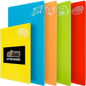 image:imageGORILLA GRIP 100 BPAFree Flexible Cutting Board Set of 4 Durable Plastic Mats with Food Icons for Meal Prepping Large Kitchen Chopping Mat Use for Meat Fish Vegetables Fruit 15x12 MulticolorPack of 5