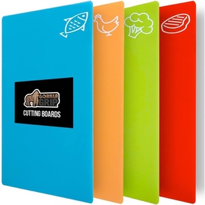 image:imageGORILLA GRIP 100 BPAFree Flexible Cutting Board Set of 4 Durable Plastic Mats with Food Icons for Meal Prepping Large Kitchen Chopping Mat Use for Meat Fish Vegetables Fruit 15x12 MulticolorPack of 4