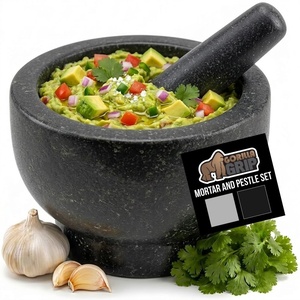 image:imageGORILLA GRIP 100 Natural Granite Stone Mortar and Pestle Set NonScratch Base Heavy Duty Unpolished Molcajete Guacamole Salsa Bowl Grind Seeds Herbs Pills Kitchen Lab Muddler 15 Cup GrayPolished Black