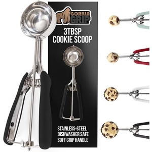 image:imageGORILLA GRIP BPAFree 304 Stainless Steel Cookie Scoop 1 TBSP Scooper 60 Soft Grip Handle Easy Food Release Create Even Portions Multipurpose Kitchen Melon Baller Meatball Spring Scoops BlackBlack