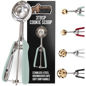image:imageGORILLA GRIP BPAFree 304 Stainless Steel Cookie Scoop 1 TBSP Scooper 60 Soft Grip Handle Easy Food Release Create Even Portions Multipurpose Kitchen Melon Baller Meatball Spring Scoops BlackMint