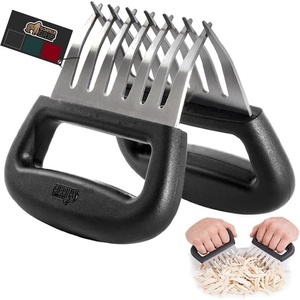 image:imageGORILLA GRIP BPAFree Chicken Shredder Meat Claws Sharp Stainless Steel Food Shredding Fork Comfortable Handle Easily Shred Pulled Pork Taco Meats Kitchen Smoker BBQ Tool Dishwasher Safe BlackBlack