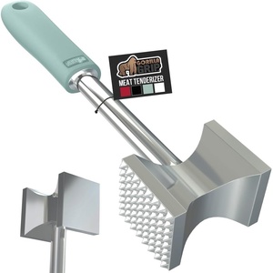 image:imageGORILLA GRIP BPAFree Patented DualSided Meat Tenderizer Tool Soft Comfortable Handle with Hanging Hole Heavy Duty Kitchen Mallet for Steak Beef Fish Chicken Cutlet Pounder Dishwasher Safe BlackMint