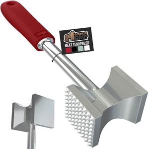 image:imageGORILLA GRIP BPAFree Patented DualSided Meat Tenderizer Tool Soft Comfortable Handle with Hanging Hole Heavy Duty Kitchen Mallet for Steak Beef Fish Chicken Cutlet Pounder Dishwasher Safe BlackRed