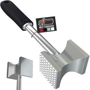 image:imageGORILLA GRIP BPAFree Patented DualSided Meat Tenderizer Tool Soft Comfortable Handle with Hanging Hole Heavy Duty Kitchen Mallet for Steak Beef Fish Chicken Cutlet Pounder Dishwasher Safe BlackBlack
