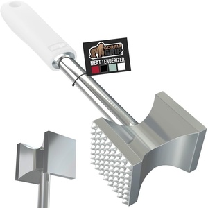 image:imageGORILLA GRIP BPAFree Patented DualSided Meat Tenderizer Tool Soft Comfortable Handle with Hanging Hole Heavy Duty Kitchen Mallet for Steak Beef Fish Chicken Cutlet Pounder Dishwasher Safe BlackWhite
