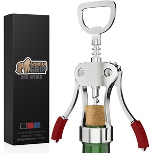 image:imageGORILLA GRIP BPAFree Premium Wine Opener Easy to Use Smooth Zinc Alloy Wing Corkscrew Multifunctional Bottle Openers Remove Corks Caps Sharp Cork Screw Dishwasher Safe Bar Essentials BlackRed