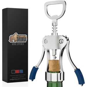 image:imageGORILLA GRIP BPAFree Premium Wine Opener Easy to Use Smooth Zinc Alloy Wing Corkscrew Multifunctional Bottle Openers Remove Corks Caps Sharp Cork Screw Dishwasher Safe Bar Essentials BlackBlue