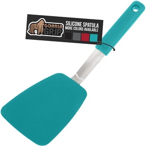 image:imageGORILLA GRIP BPAFree Silicone Spatula for Non Stick Frying Pan Heat Resistant Flexible Head Patented Soft Comfortable Handle NonScratch Kitchen Turner Flip Burgers Pancakes 116 in BlackTurquoise