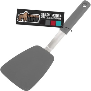 image:imageGORILLA GRIP BPAFree Silicone Spatula for Non Stick Frying Pan Heat Resistant Flexible Head Patented Soft Comfortable Handle NonScratch Kitchen Turner Flip Burgers Pancakes 116 in BlackGray