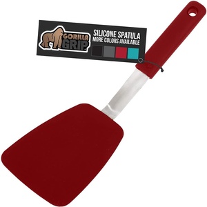 image:imageGORILLA GRIP BPAFree Silicone Spatula for Non Stick Frying Pan Heat Resistant Flexible Head Patented Soft Comfortable Handle NonScratch Kitchen Turner Flip Burgers Pancakes 116 in BlackRed