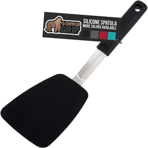 image:imageGORILLA GRIP BPAFree Silicone Spatula for Non Stick Frying Pan Heat Resistant Flexible Head Patented Soft Comfortable Handle NonScratch Kitchen Turner Flip Burgers Pancakes 116 in BlackBlack