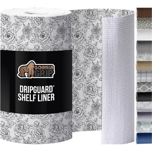 image:imageGORILLA GRIP DripGuard Shelf Liner NonAdhesive Drawer and Kitchen Cabinet Protector Strong Grip Slip Resistant Underside Smooth Surface Liners for Cabinets Bathrooms Closets 12x240 Inch MarbleFloral Gray