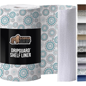image:imageGORILLA GRIP DripGuard Shelf Liner NonAdhesive Drawer and Kitchen Cabinet Protector Strong Grip Slip Resistant Underside Smooth Surface Liners for Cabinets Bathrooms Closets 12x240 Inch MarbleSpiral Gray Turquoise White