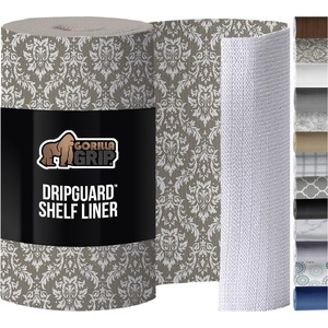 image:imageGORILLA GRIP DripGuard Shelf Liner NonAdhesive Drawer and Kitchen Cabinet Protector Strong Grip Slip Resistant Underside Smooth Surface Liners for Cabinets Bathrooms Closets 12x240 Inch MarbleBeigeCream