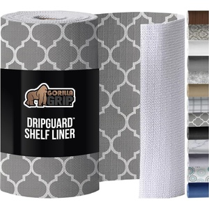 image:imageGORILLA GRIP DripGuard Shelf Liner NonAdhesive Drawer and Kitchen Cabinet Protector Strong Grip Slip Resistant Underside Smooth Surface Liners for Cabinets Bathrooms Closets 12x240 Inch MarbleWhiteGray