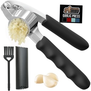 image:imageGORILLA GRIP Garlic Press and Peel Set Heavy Duty Mincer Tool Large Ergonomic Handle Easily Mince and Crush Garlics Ginger Nuts Seeds Peeler Included Peeling Cloves Kitchen Gadgets BlackBlack