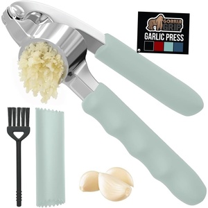image:imageGORILLA GRIP Garlic Press and Peel Set Heavy Duty Mincer Tool Large Ergonomic Handle Easily Mince and Crush Garlics Ginger Nuts Seeds Peeler Included Peeling Cloves Kitchen Gadgets BlackMint