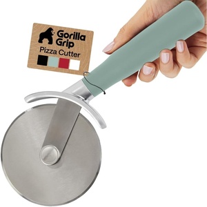 image:imageGORILLA GRIP Patented BPAFree Large Pizza Cutter Wheel 9 Inch Extra Sharp Stainless Steel Blade Slip Resistant Handle with Thumb Guard Protection Slice Thick or Thin Pizzas Pie Pastries BlackMint