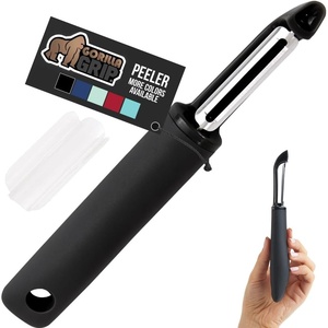image:imageGORILLA GRIP Patented BPAFree Vegetable Peeler Extra Sharp Swivel Stainless Steel Blades with Guard Comfortable Soft Handle Easily Peel Carrots or Fruit Potato Eye Remover Washer Safe BlackBlack