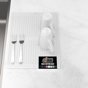 image:imageGORILLA GRIP Ultra Water Absorbent Microfiber Dish Drying Mat Quick Dry Thick Mesh Slip Resistant Pad for Sink Dishes or Under Rack Kitchen Counter Accessories Machine Wash Mats 18x16 Inch BlackWhite