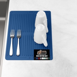 image:imageGORILLA GRIP Ultra Water Absorbent Microfiber Dish Drying Mat Quick Dry Thick Mesh Slip Resistant Pad for Sink Dishes or Under Rack Kitchen Counter Accessories Machine Wash Mats 18x16 Inch BlackBlue