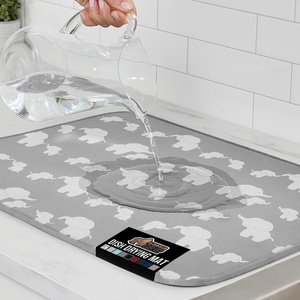 image:imageGORILLA GRIP Ultra Water Absorbent Microfiber Dish Drying Mat Quick Dry Thick Mesh Slip Resistant Pad for Sink Dishes or Under Rack Kitchen Counter Accessories Machine Wash Mats 18x16 Inch BlackElephants