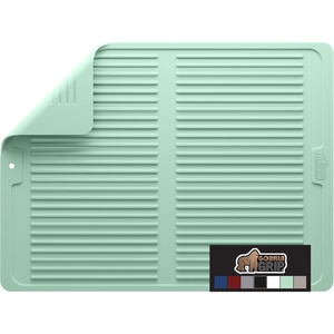 image:imageGORILLA GRIP Ultra Water Absorbent Microfiber Dish Drying Mat Quick Dry Thick Mesh Slip Resistant Pad for Sink Dishes or Under Rack Kitchen Counter Accessories Machine Wash Mats 18x16 Inch BlackMint