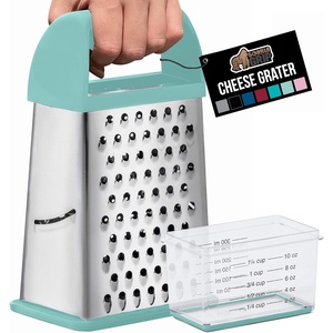 image:imageGORILLA GRIP XL 4Sided Stainless Steel Cheese Grater With Measurement Container BPAFree Box Grater Slip Resistant Base Grate Hard Parmesan Shred Veggies Zest Citrus Dishwasher Safe BlackMint