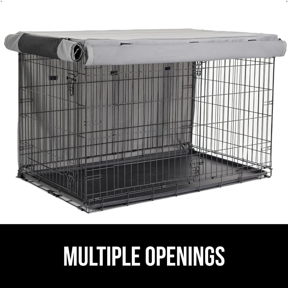 image:imageGORILLA GRIP Dog Crate Covers compatible with Amazon Basics Dog Crates All Sides Open Privacy Cover Fits 42 Wire Kennel Breathable Mesh Windows Light Reducing Puppy Training Cage Topper Gray PawGray