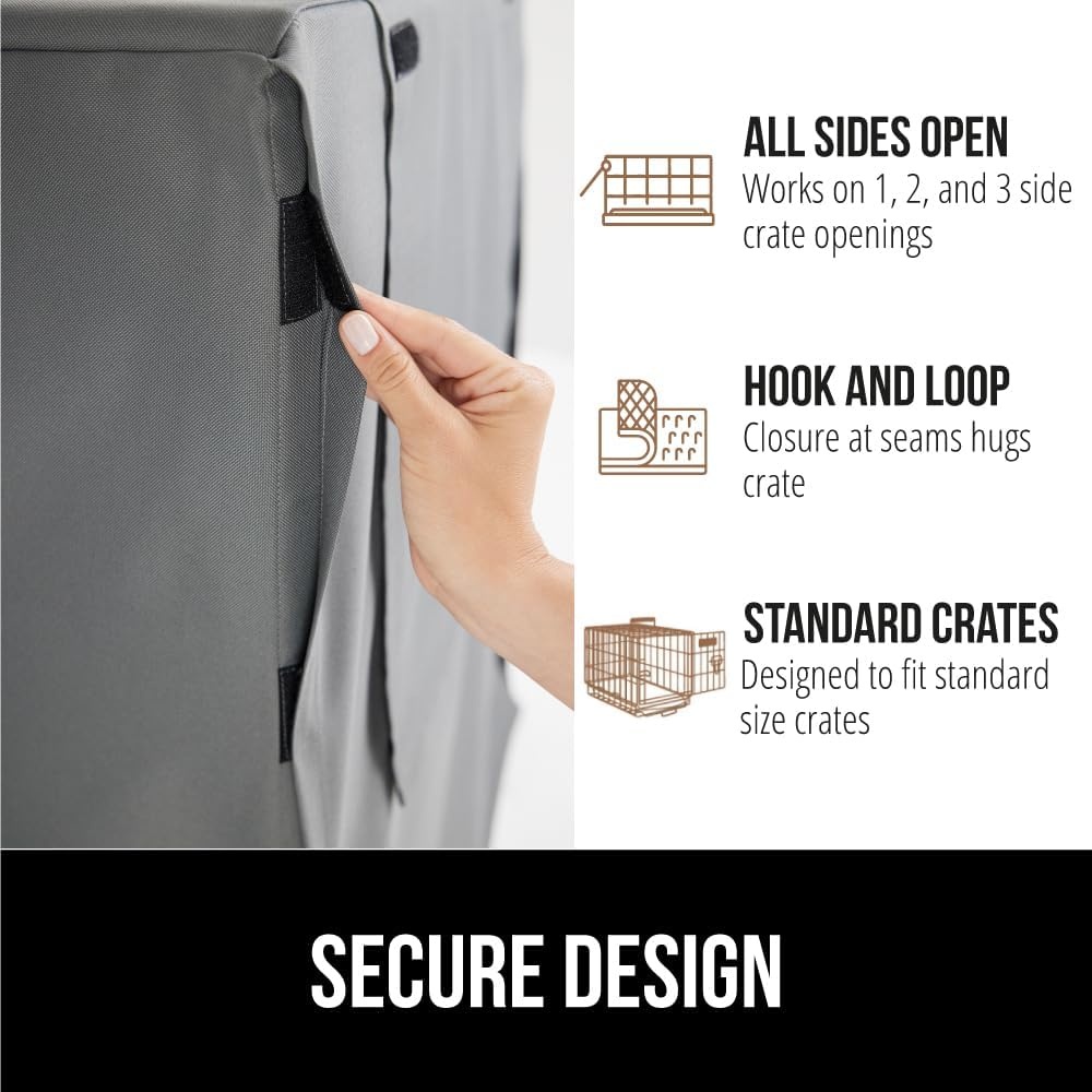 image:imageGORILLA GRIP Dog Crate Covers compatible with Amazon Basics Dog Crates All Sides Open Privacy Cover Fits 42 Wire Kennel Breathable Mesh Windows Light Reducing Puppy Training Cage Topper Gray PawGray