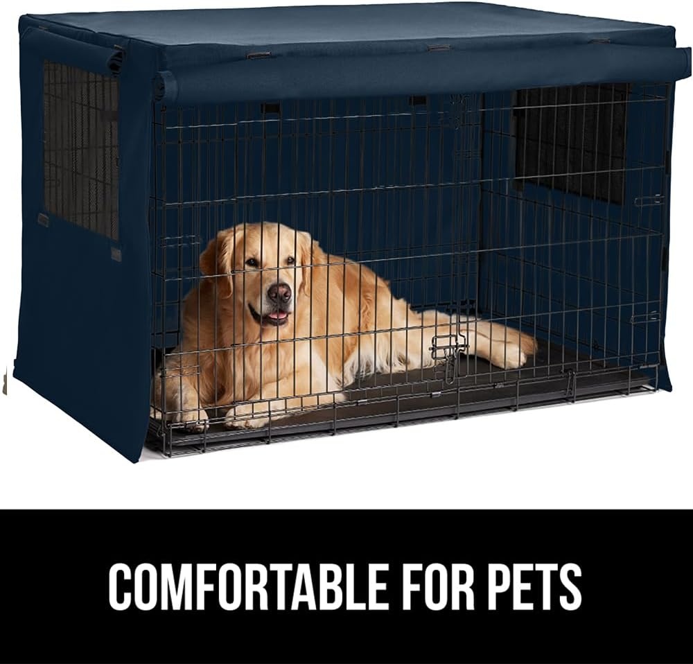 image:imageGORILLA GRIP Dog Crate Covers compatible with Amazon Basics Dog Crates All Sides Open Privacy Cover Fits 42 Wire Kennel Breathable Mesh Windows Light Reducing Puppy Training Cage Topper Gray PawNavy