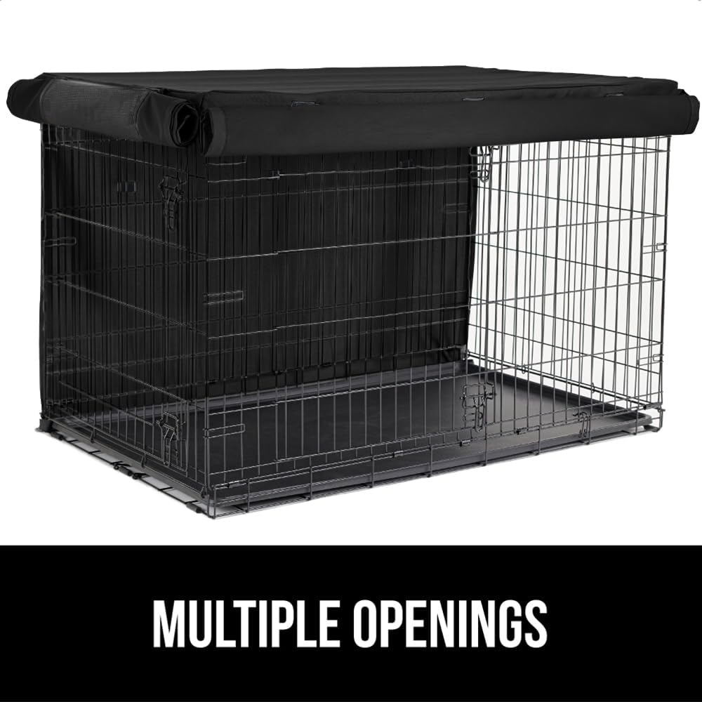 image:imageGORILLA GRIP Dog Crate Covers compatible with Amazon Basics Dog Crates All Sides Open Privacy Cover Fits 42 Wire Kennel Breathable Mesh Windows Light Reducing Puppy Training Cage Topper Gray PawBlack