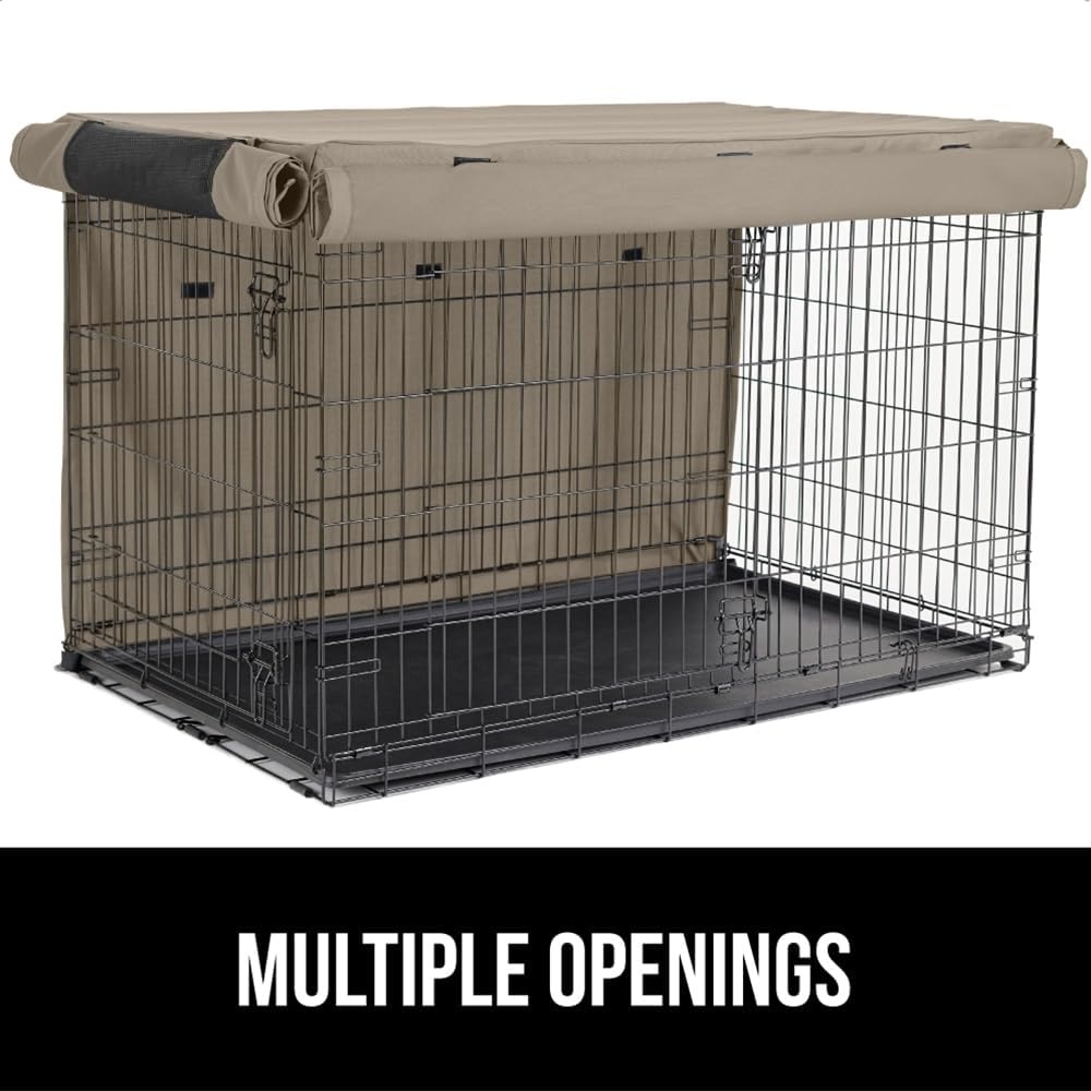 image:imageGORILLA GRIP Dog Crate Covers compatible with Amazon Basics Dog Crates All Sides Open Privacy Cover Fits 42 Wire Kennel Breathable Mesh Windows Light Reducing Puppy Training Cage Topper Gray PawLight Taupe